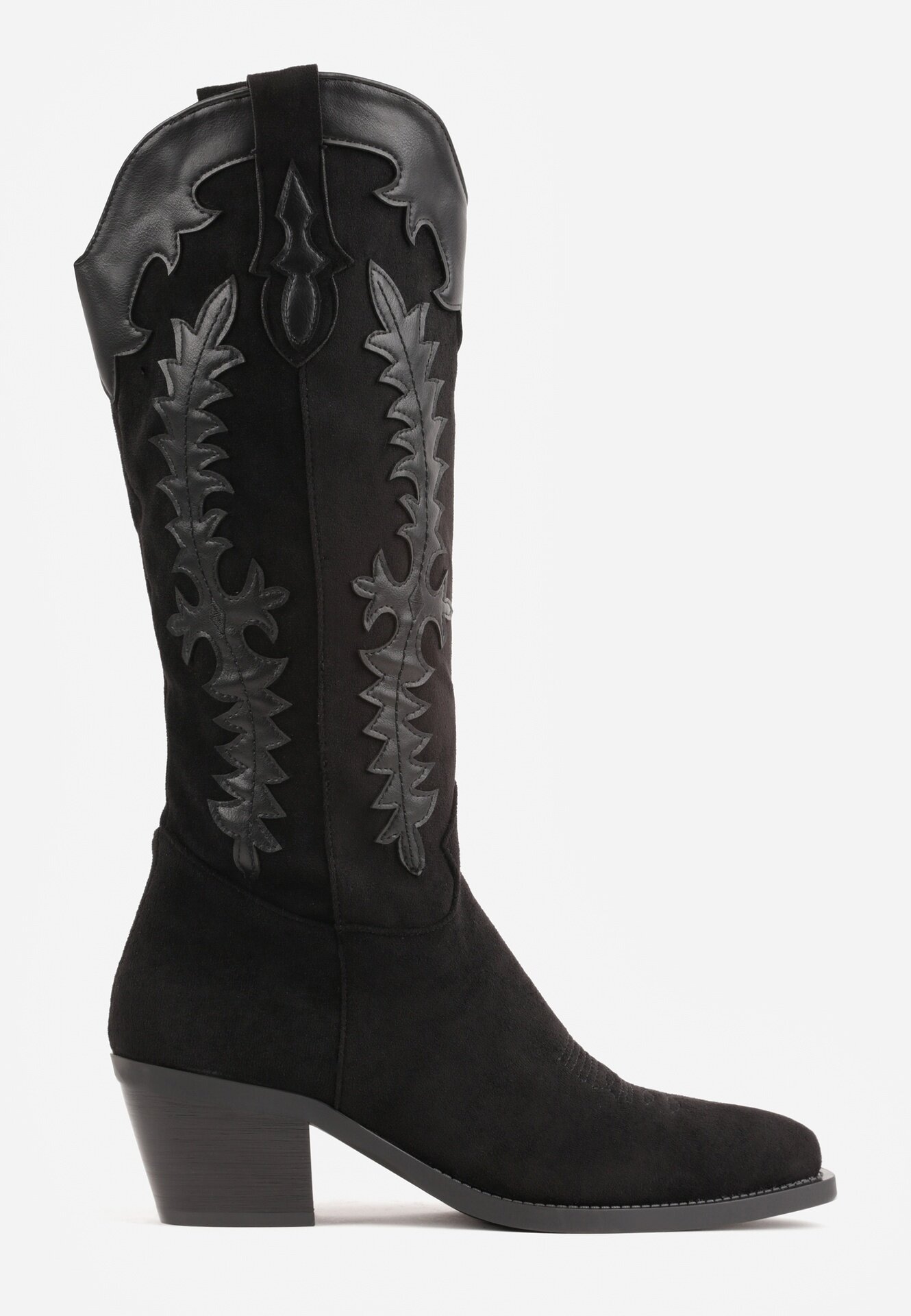 marquiiz Ciocate pe toc conic cu cusături decorative în stil western Nulia Negre