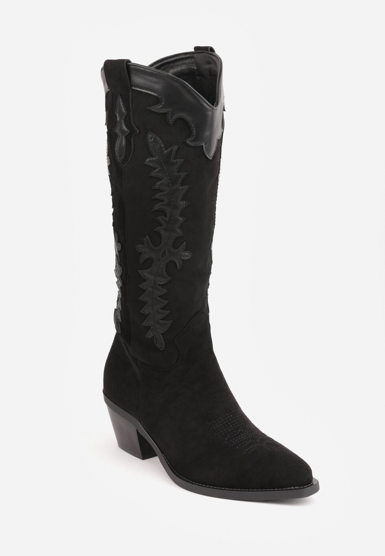 marquiiz Ciocate pe toc conic cu cusături decorative în stil western Nulia Negre