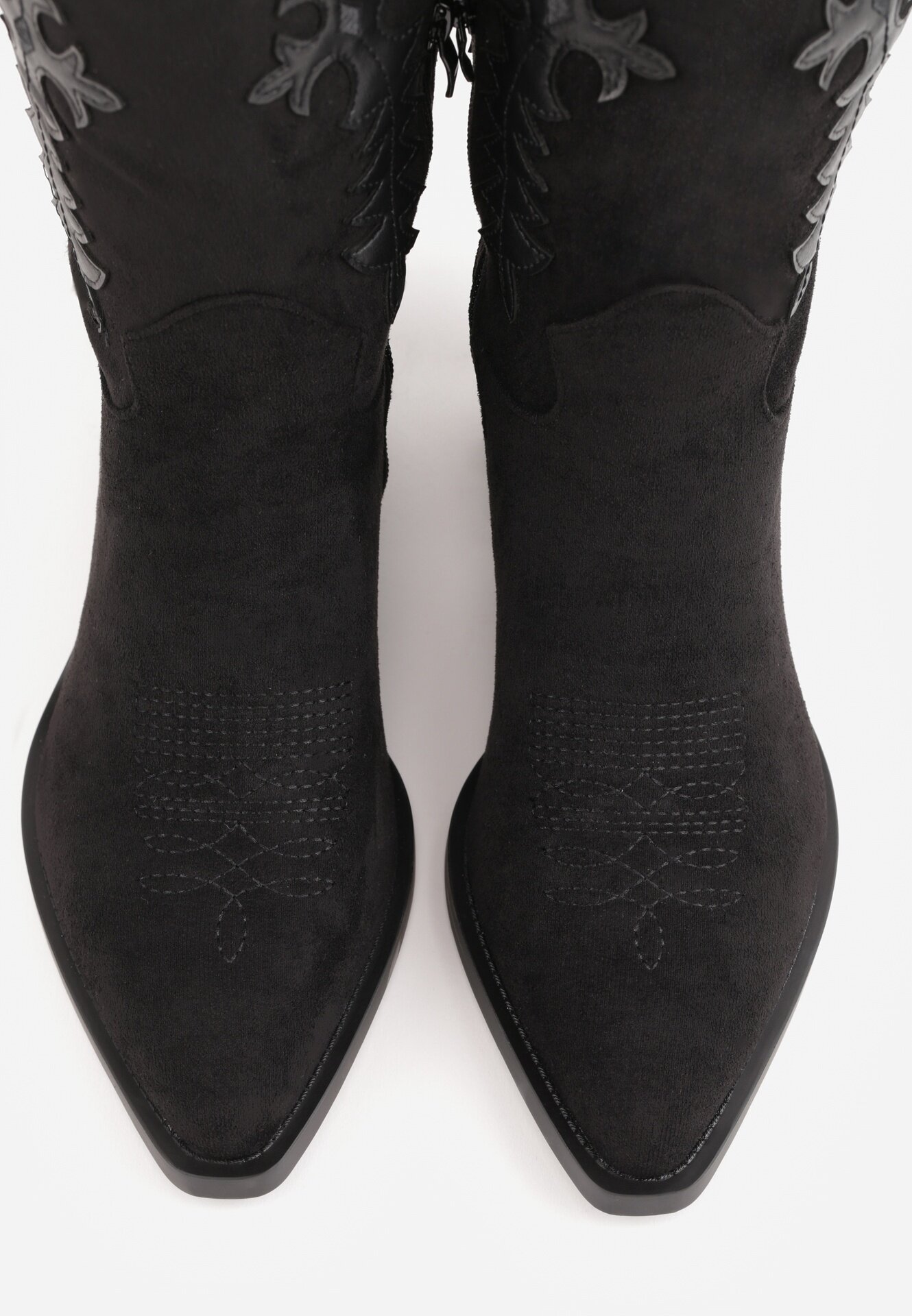 marquiiz Ciocate pe toc conic cu cusături decorative în stil western Nulia Negre
