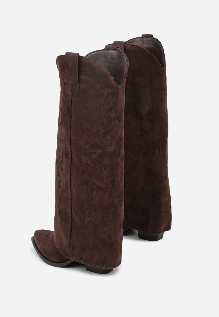 marquiiz Cizme Maro Cowboy cu Toc Conic cu Carâmb Întors cu Broderie Fenassa