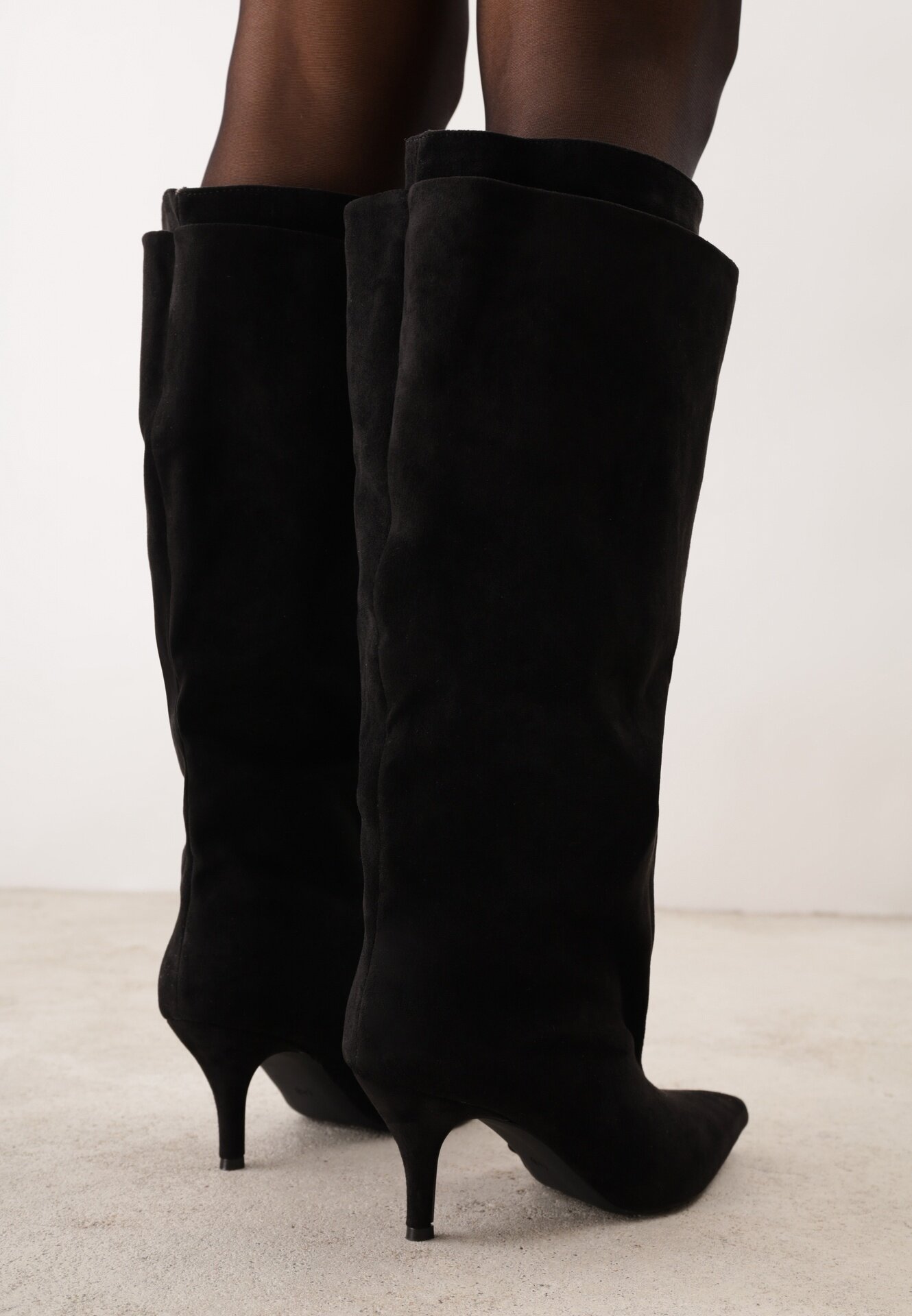 marquiiz Cizme pe toc stiletto cu carâmb cu efect stratificat Tonta Negre