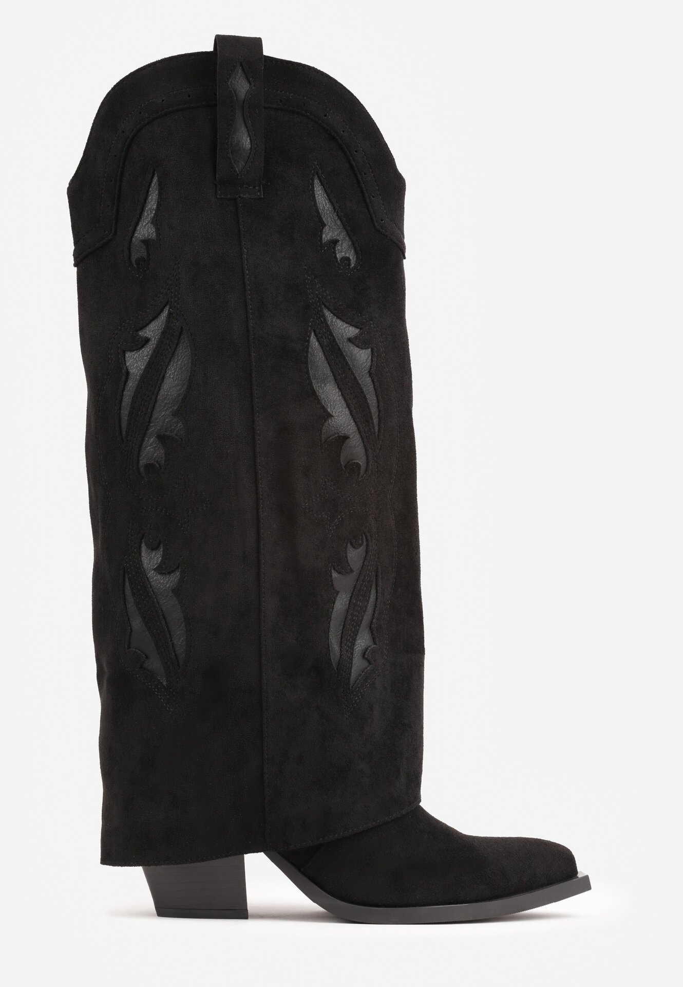 marquiiz Cizme tip cowboy cu carâmb ce imită piciorul decorate cu decupaje ajurate Nilmi Negre