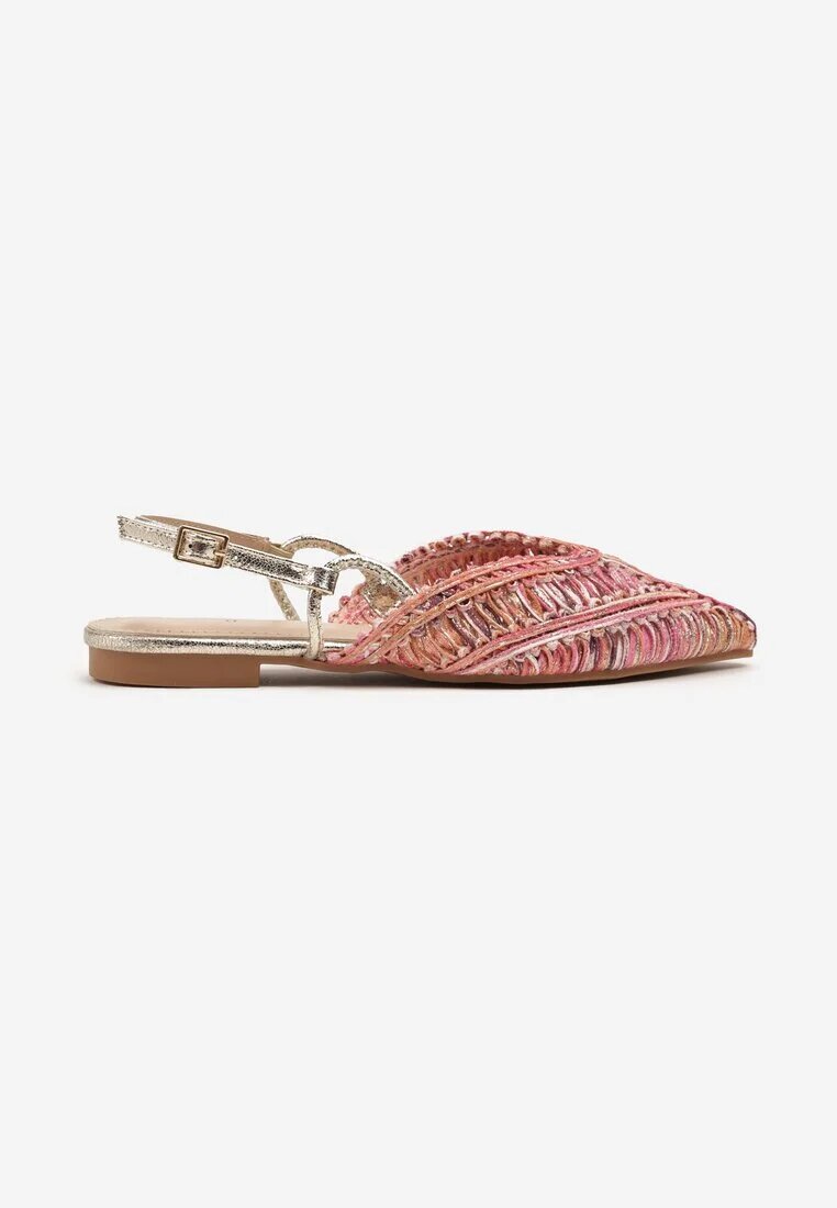 marquiiz Sandale Roz-Portocaliu Tip slingback cu fir metalic și parte superioară împletită Nilavalia