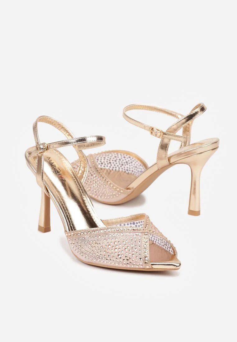marquiiz Sandale Șampanie Elegante cu toc stiletto decorate cu zirconii Viofera