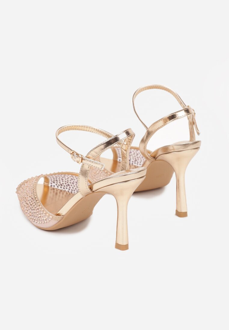 marquiiz Sandale Șampanie Elegante cu toc stiletto decorate cu zirconii Viofera