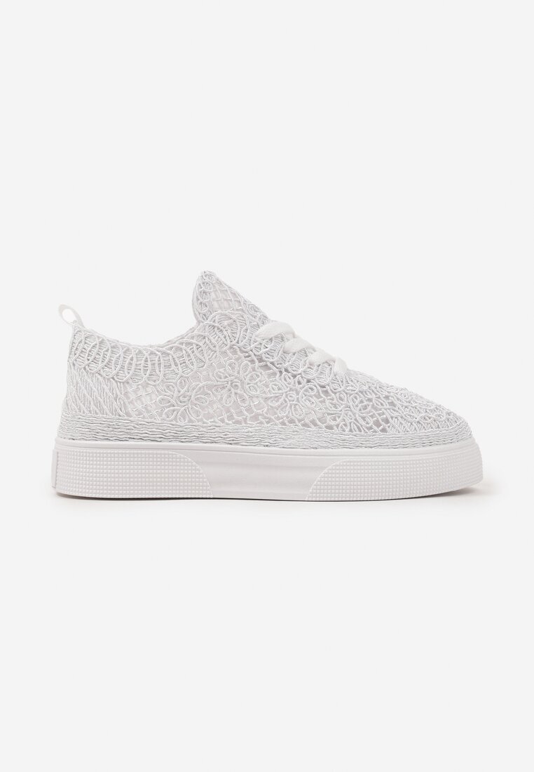 marquiiz Sneakers Albe din dantelă ajurată cu talpă groasă Nanessia