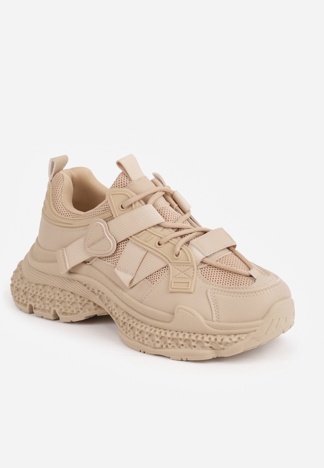marquiiz Sneakers chunky pe platformă texturată cu emblemă în formă de inimă Chylera Bej închis