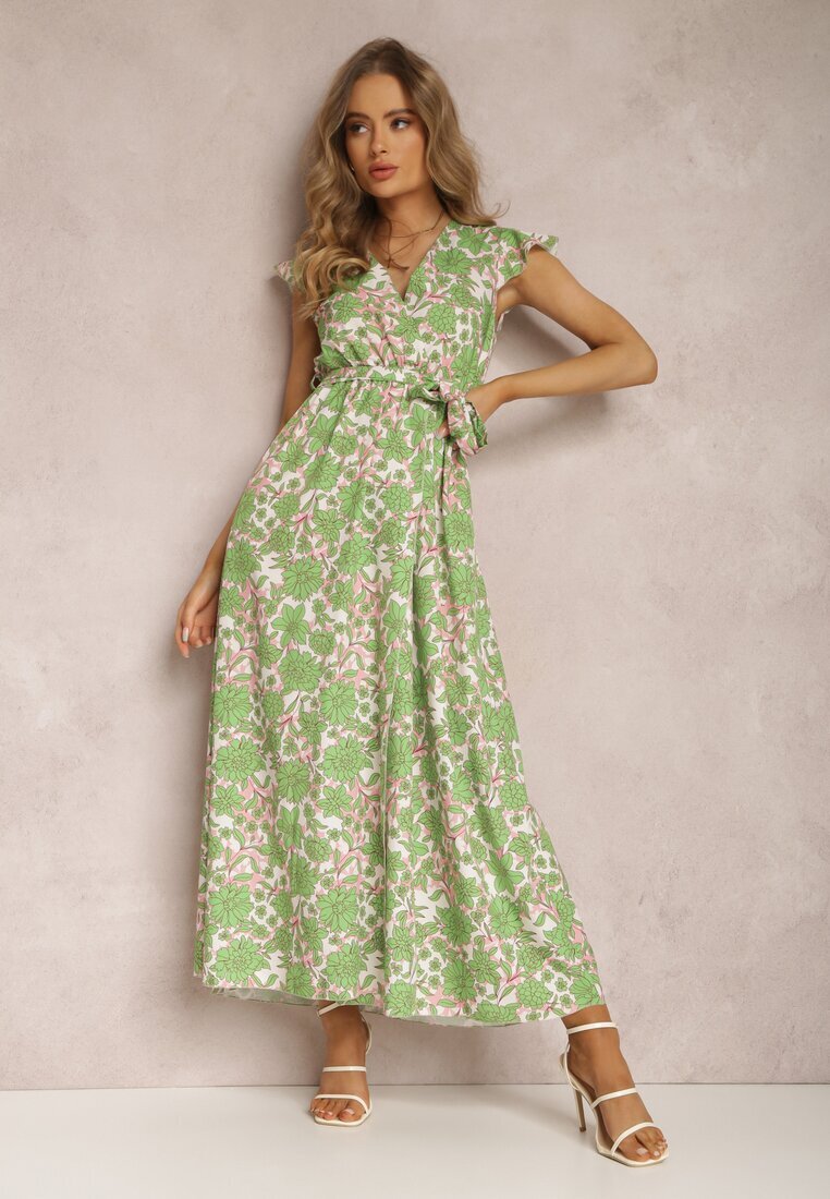 may moda Rochie verde deschis cu curea Helomeda