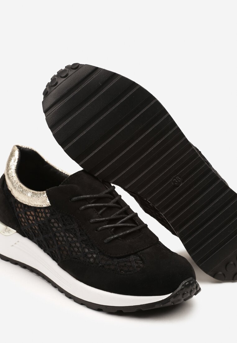 mellisa Sneakersi Negri cu perforații și inserții metalice Sesovienna