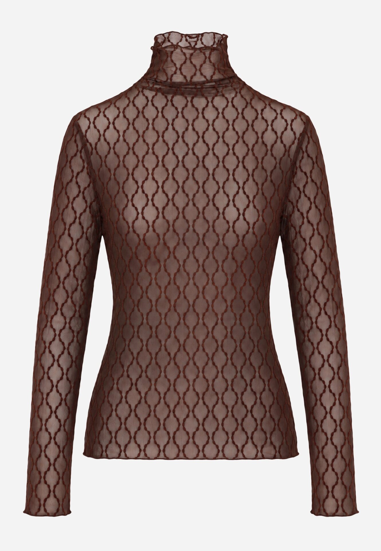 melya by melody Bluză transparentă din dantelă cu guler tip tunică și model geometric Joliena Maro