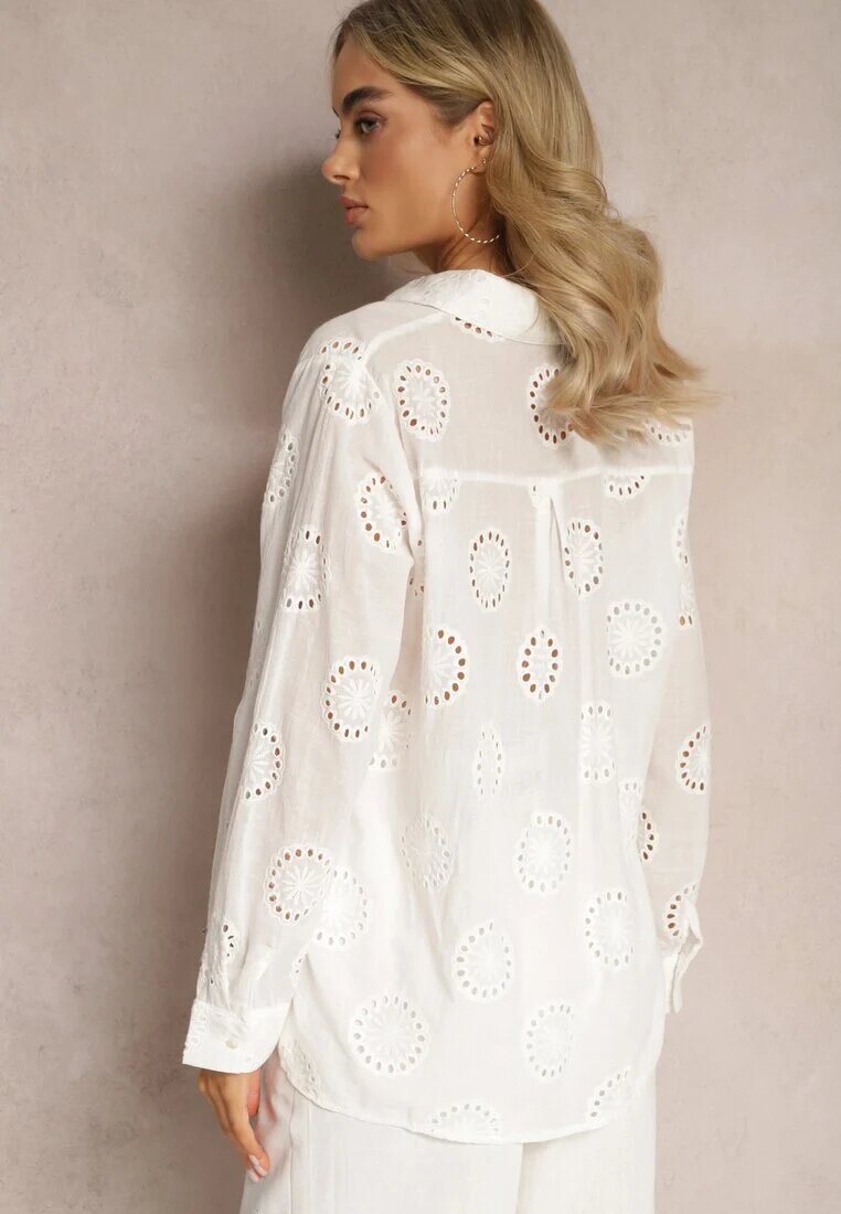 melya by melody Cămașă Albă Din Bumbac Decorată cu Zirconii și Broderie Operetta