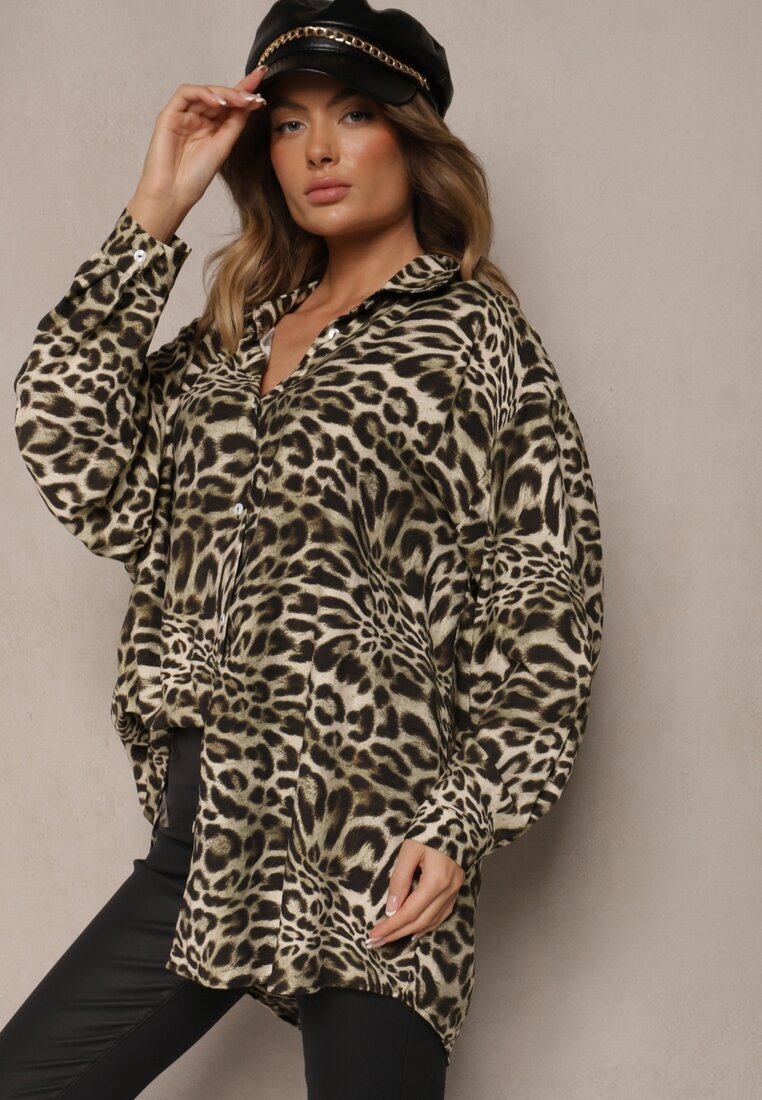 melya by melody Cămașă bej închis Oversize din viscoză cu in Sanalinae