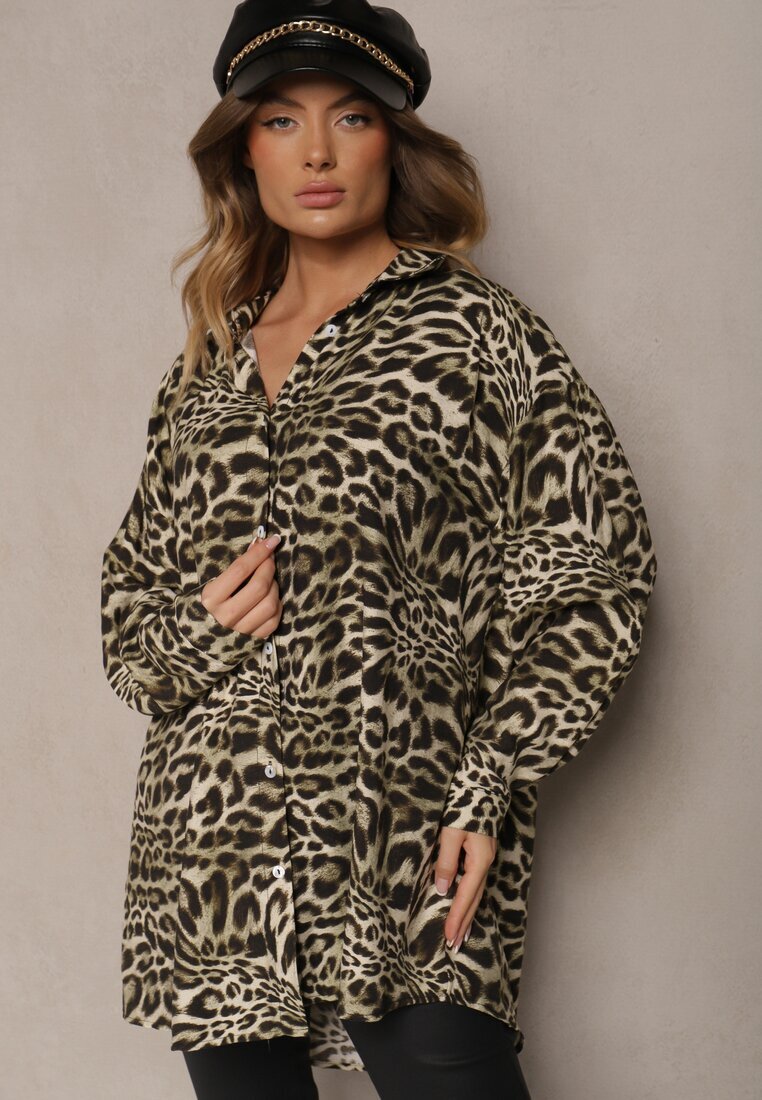 melya by melody Cămașă bej închis Oversize din viscoză cu in Sanalinae