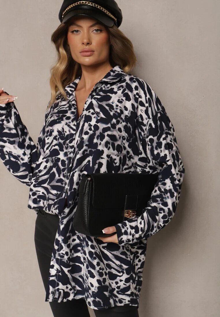melya by melody Cămașă bleumarin cu viscoză și in cu model abstract Emariline