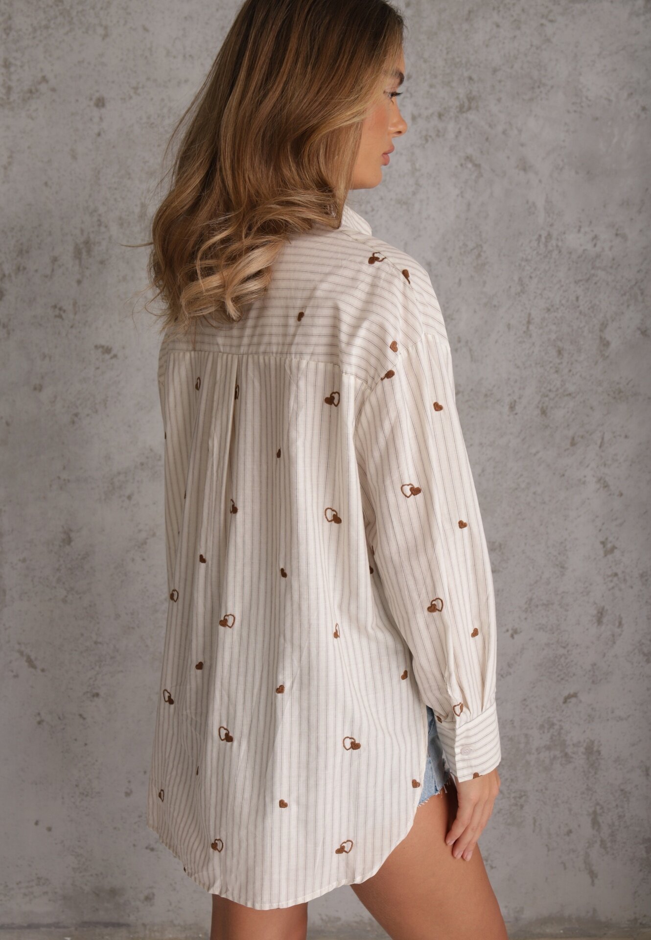 melya by melody Cămașă de vară din bumbac croi oversize decorată cu model brodat Harmomela Bej