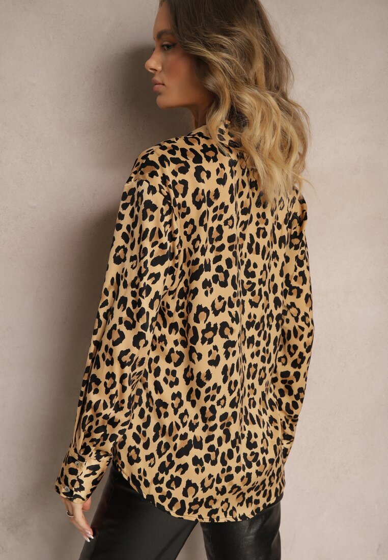 melya by melody Cămașă Maro de bumbac cu imprimeu leopard Mianirae