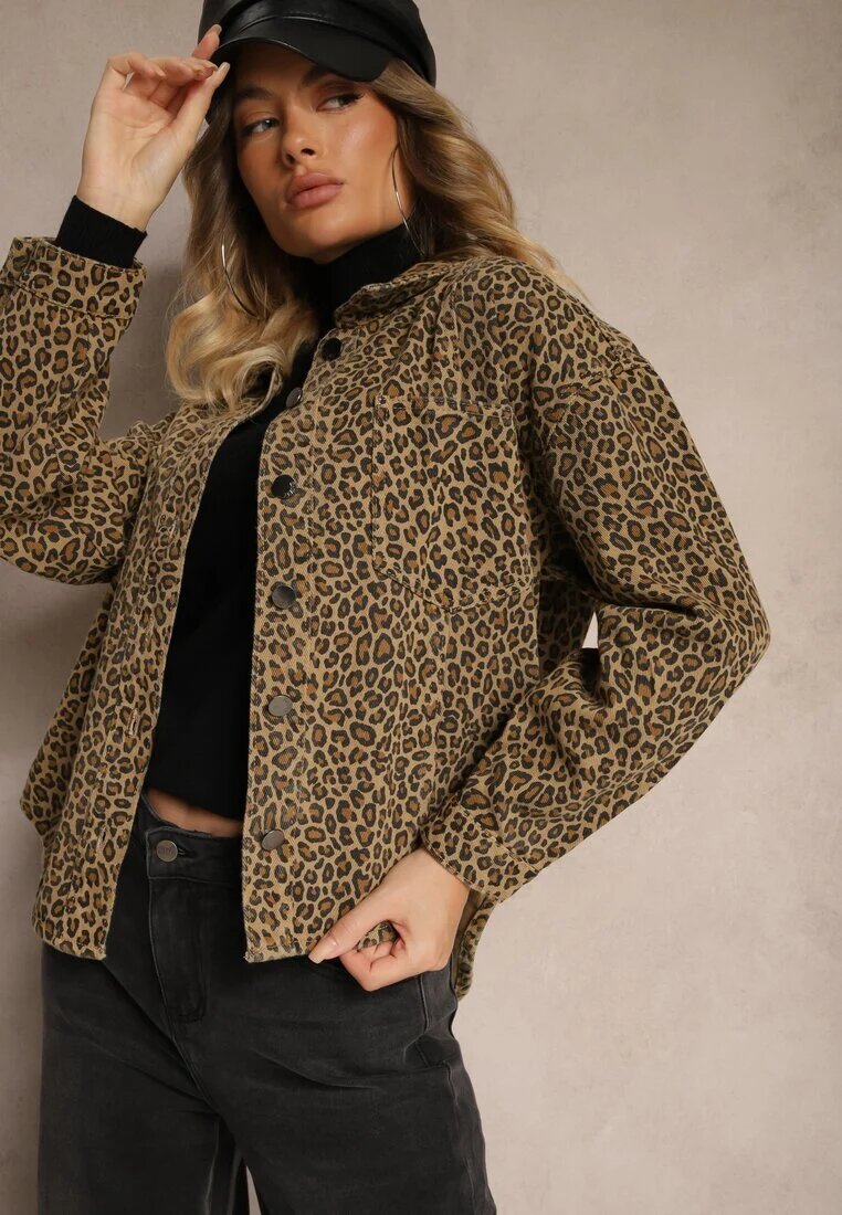melya by melody Geacă-cămașă de blugi Maro cu imprimeu leopard Cesida