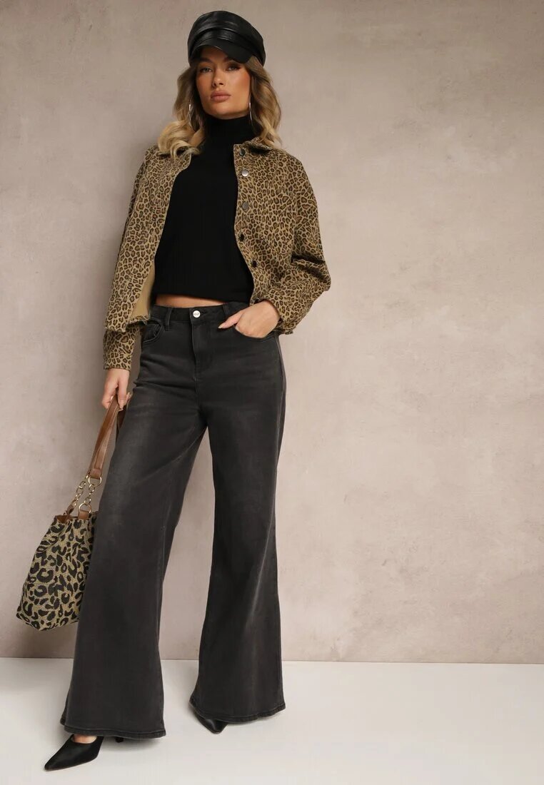 melya by melody Geacă-cămașă de blugi Maro cu imprimeu leopard Cesida
