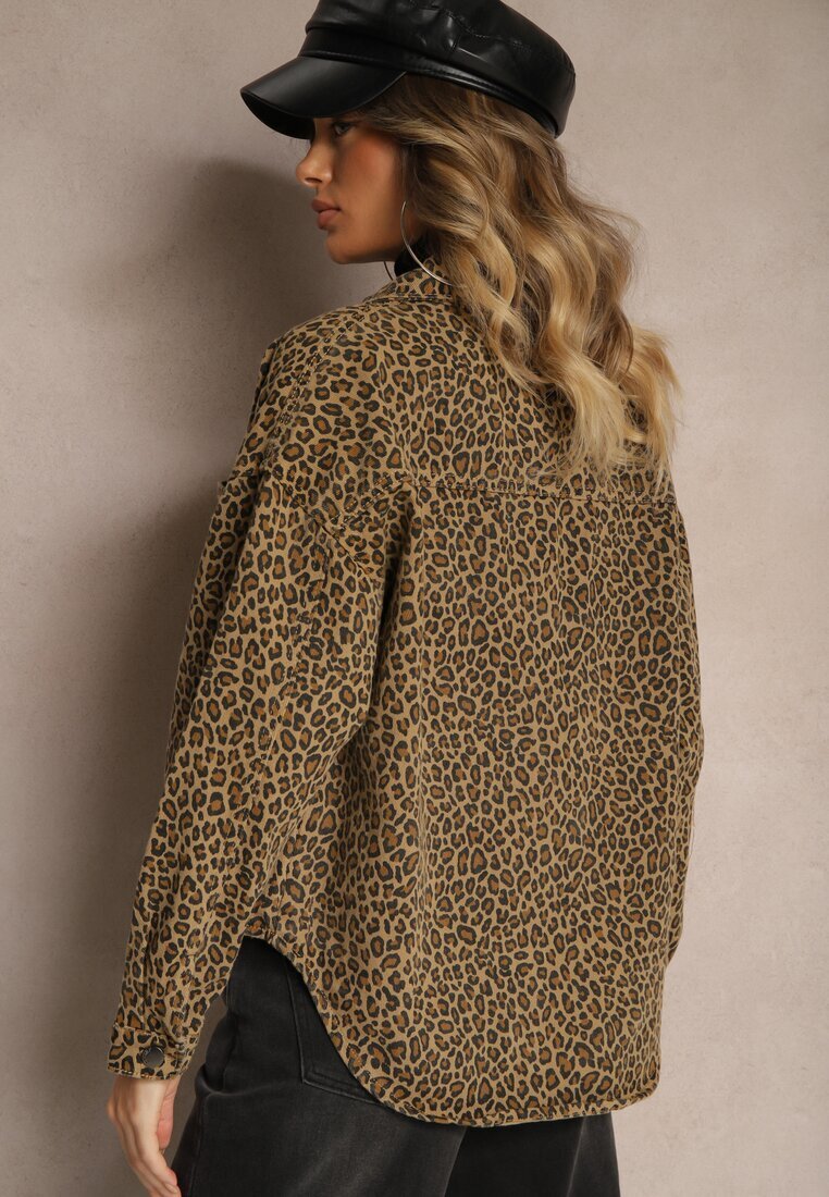 melya by melody Geacă-cămașă de blugi Maro cu imprimeu leopard Cesida