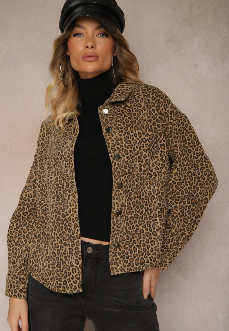 melya by melody Geacă-cămașă de blugi Maro cu imprimeu leopard Cesida