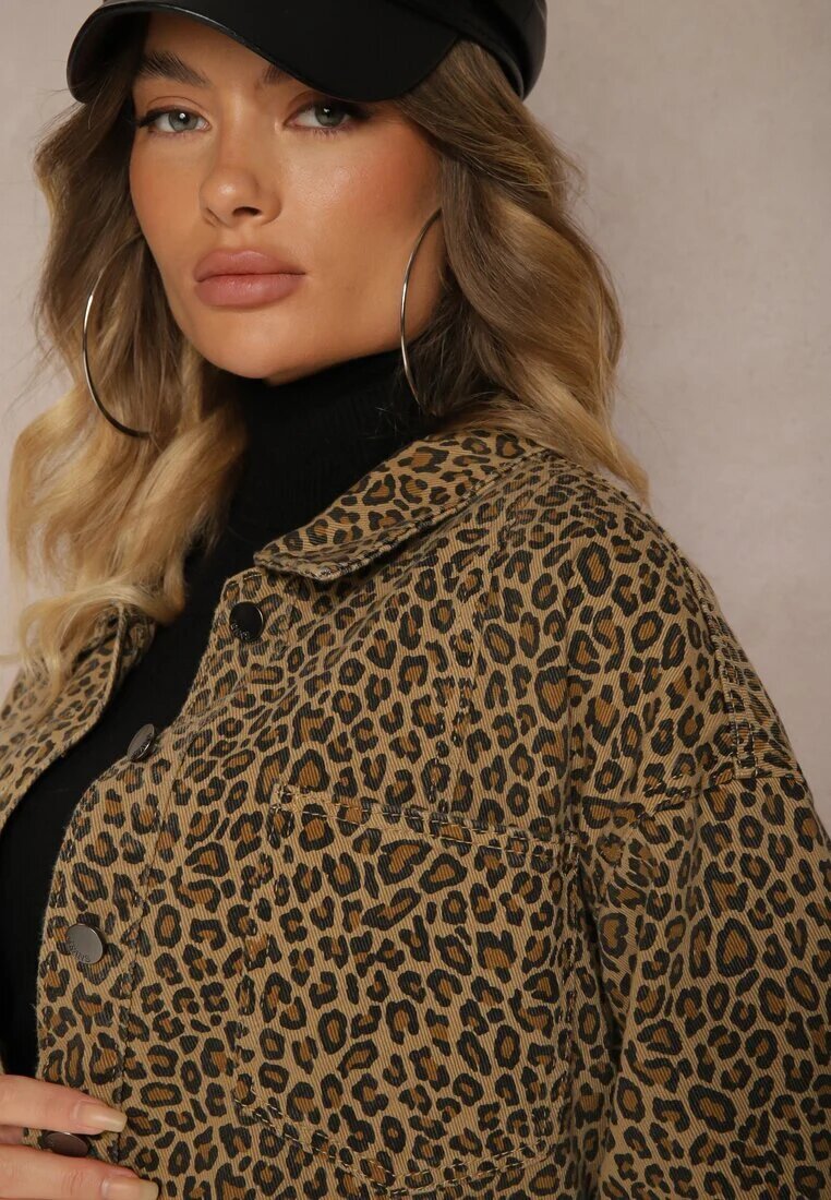 melya by melody Geacă-cămașă de blugi Maro cu imprimeu leopard Cesida