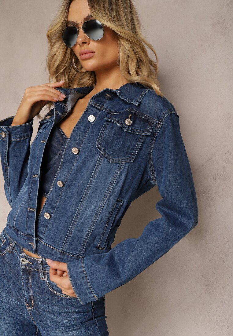 melya by melody Geacă Denim Clasic Bleumarin cu nasturi Ivonelle