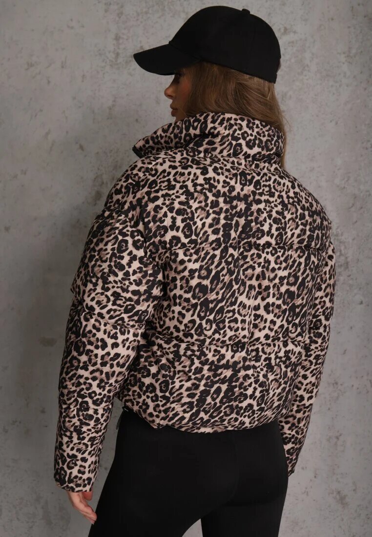 melya by melody Geacă Maro cu imprimeu leopard Matlasată Scurtă cu elastic Ivilda