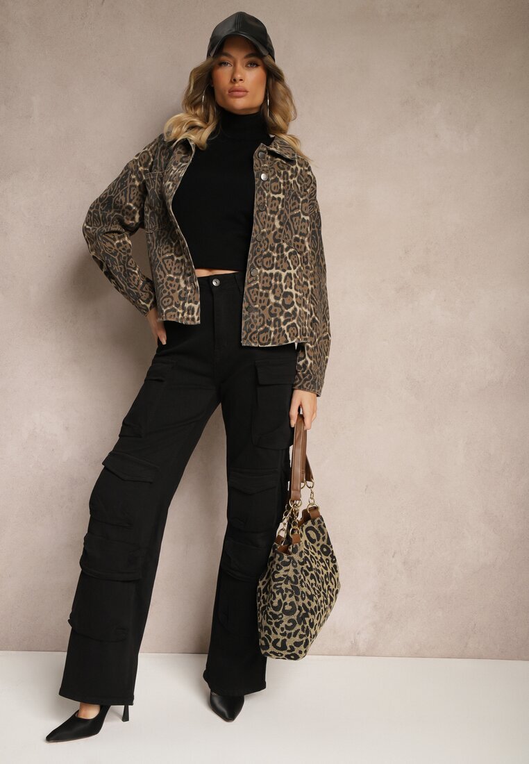 melya by melody Geacă tip cămașă de blugi Maro Leopard Cesira