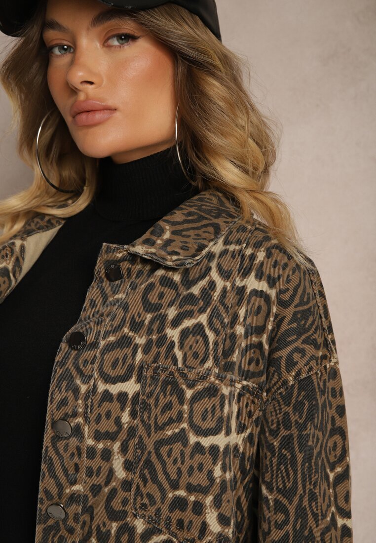 melya by melody Geacă tip cămașă de blugi Maro Leopard Cesira