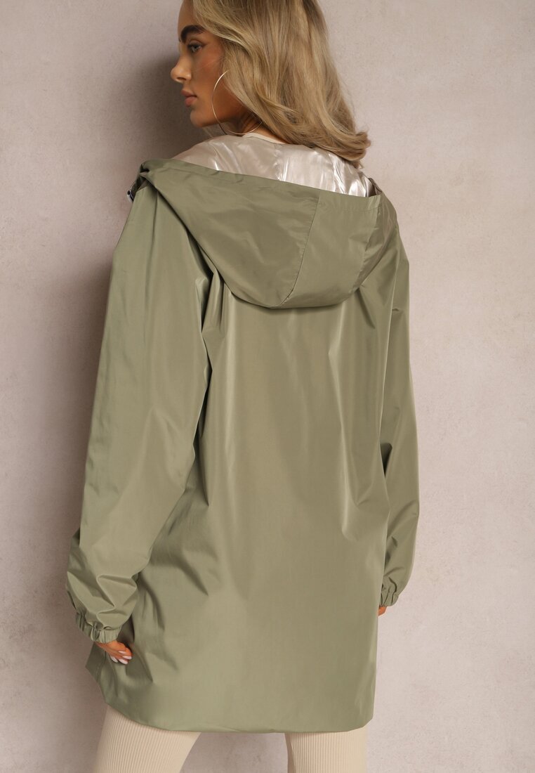 melya by melody Geacă Verde închis Metalică Reversibilă cu Glugă Amsera