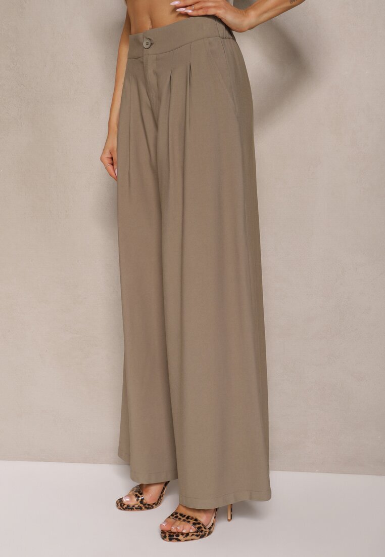 melya by melody Pantaloni Largi Verzi din Viscoză Mevilia