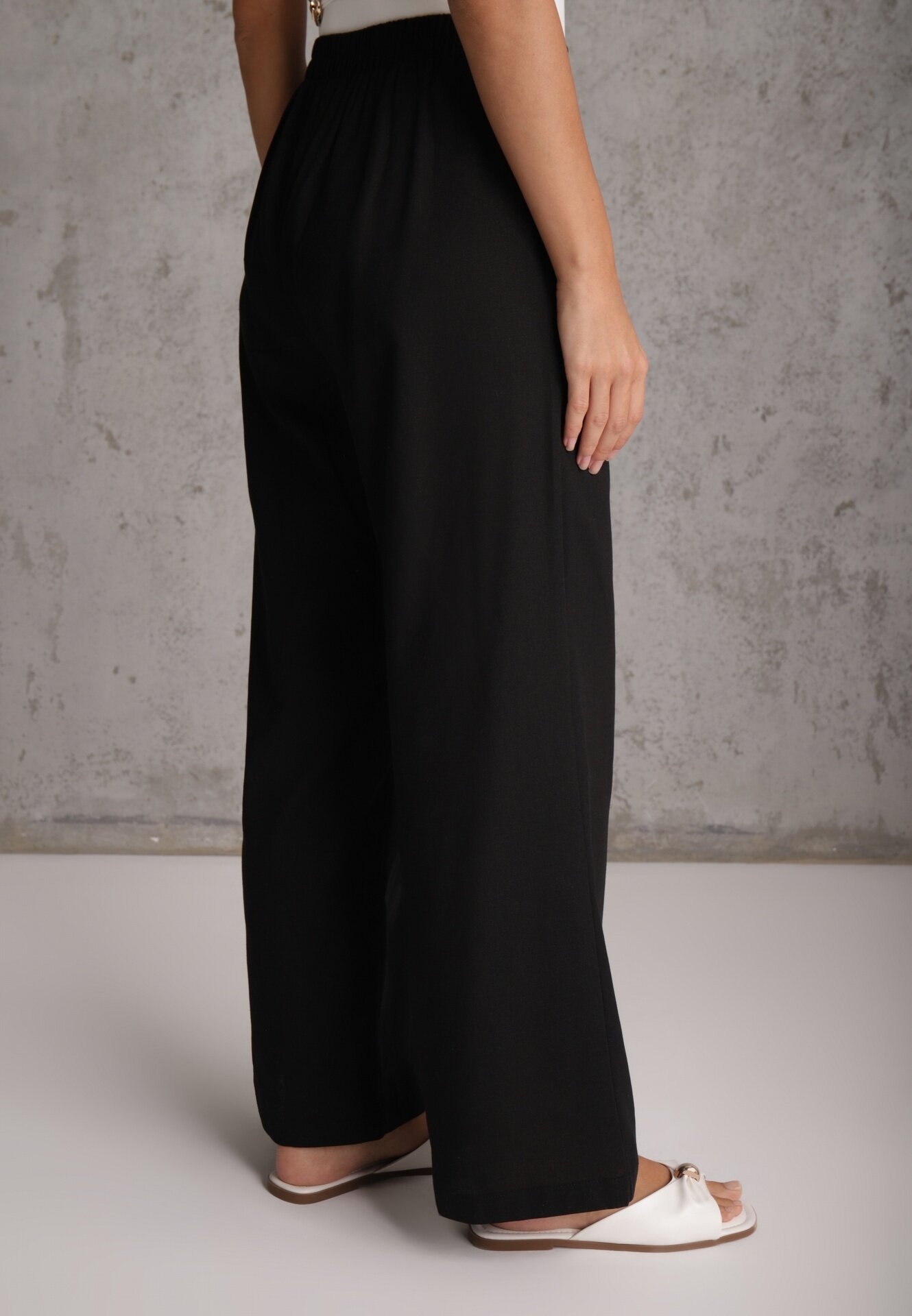 melya by melody Pantaloni Negri Largi din In cu Elastic în Talie Airelttis