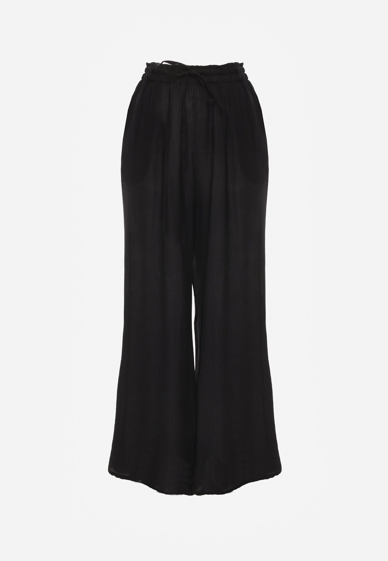 melya by melody Pantaloni Negri Largi din Vâscoză și cu elastic în talie Abyga