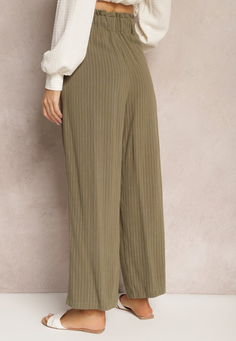 melya by melody Pantaloni Verde închis Regular cu dungi Talie înaltă Sallamia