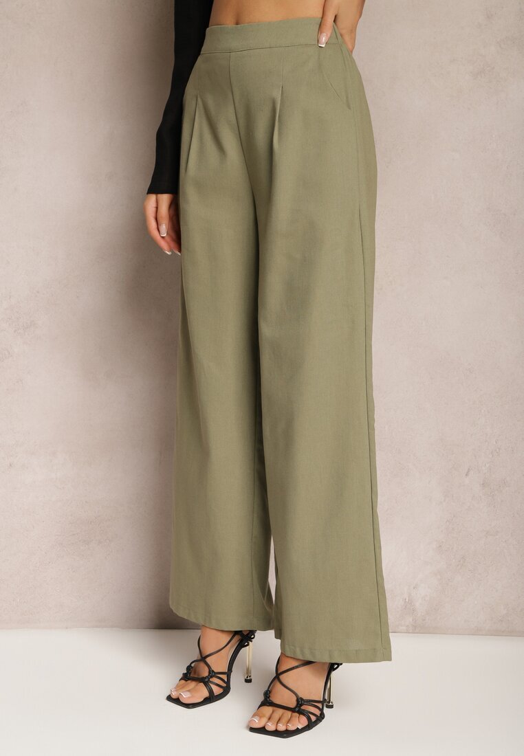 melya by melody Pantaloni Verzi Larghi din In cu elastic în talie Airelttis