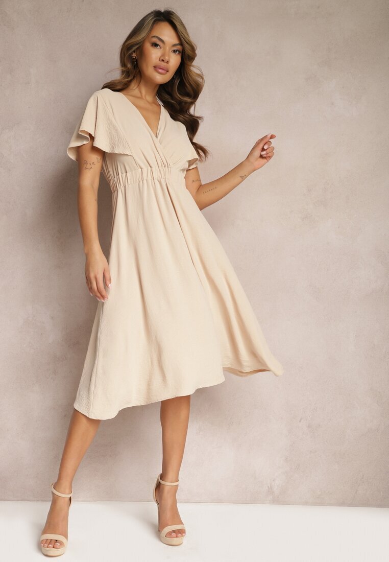 melya by melody Rochie Bej Tip plic Midi Cu croială evazată Noravel