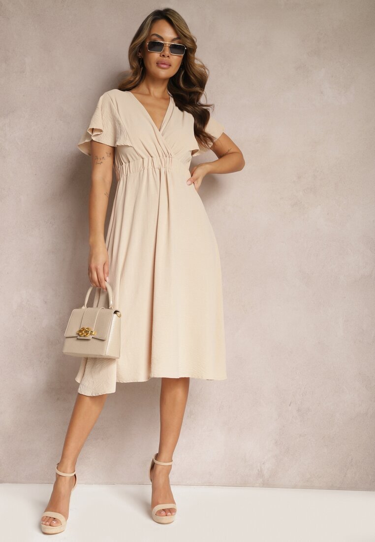 melya by melody Rochie Bej Tip plic Midi Cu croială evazată Noravel