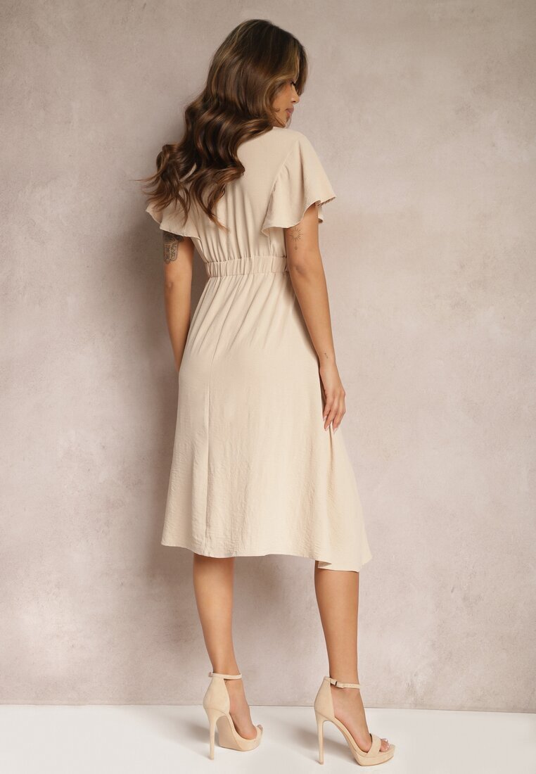 melya by melody Rochie Bej Tip plic Midi Cu croială evazată Noravel