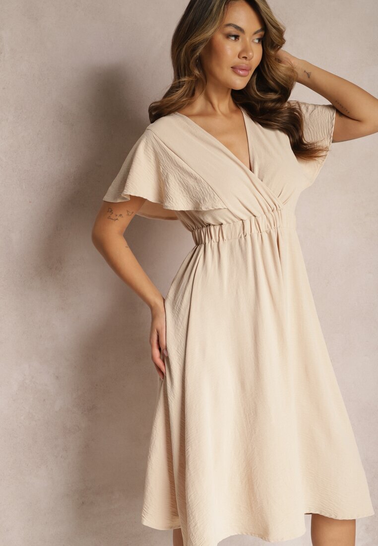 melya by melody Rochie Bej Tip plic Midi Cu croială evazată Noravel