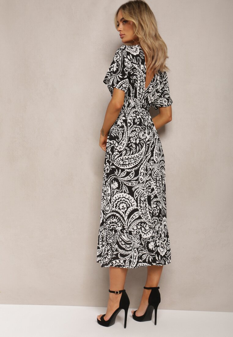 melya by melody Rochie Neagră de vară cu elastic în talie și ciucuri decorativi Aleriana