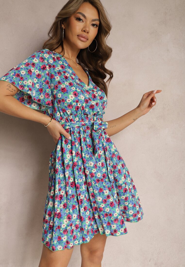 melya by melody Rochie petrecută albastră cu centură și elastic Faroena