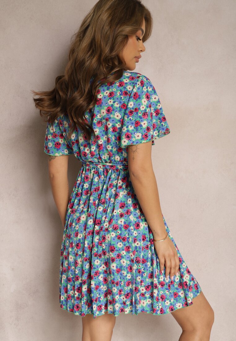 melya by melody Rochie petrecută albastră cu centură și elastic Faroena