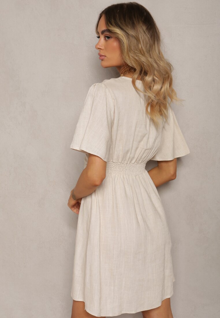 melya by melody Rochie scurtă Bej deschis cu decolteu triunghiular și elastic în talie Mellvina