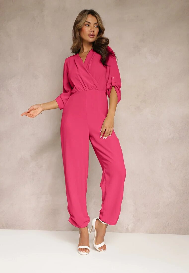 melya by melody Salopetă lungă fucsia cu încrețituri și decolteu petrecut Jonitta