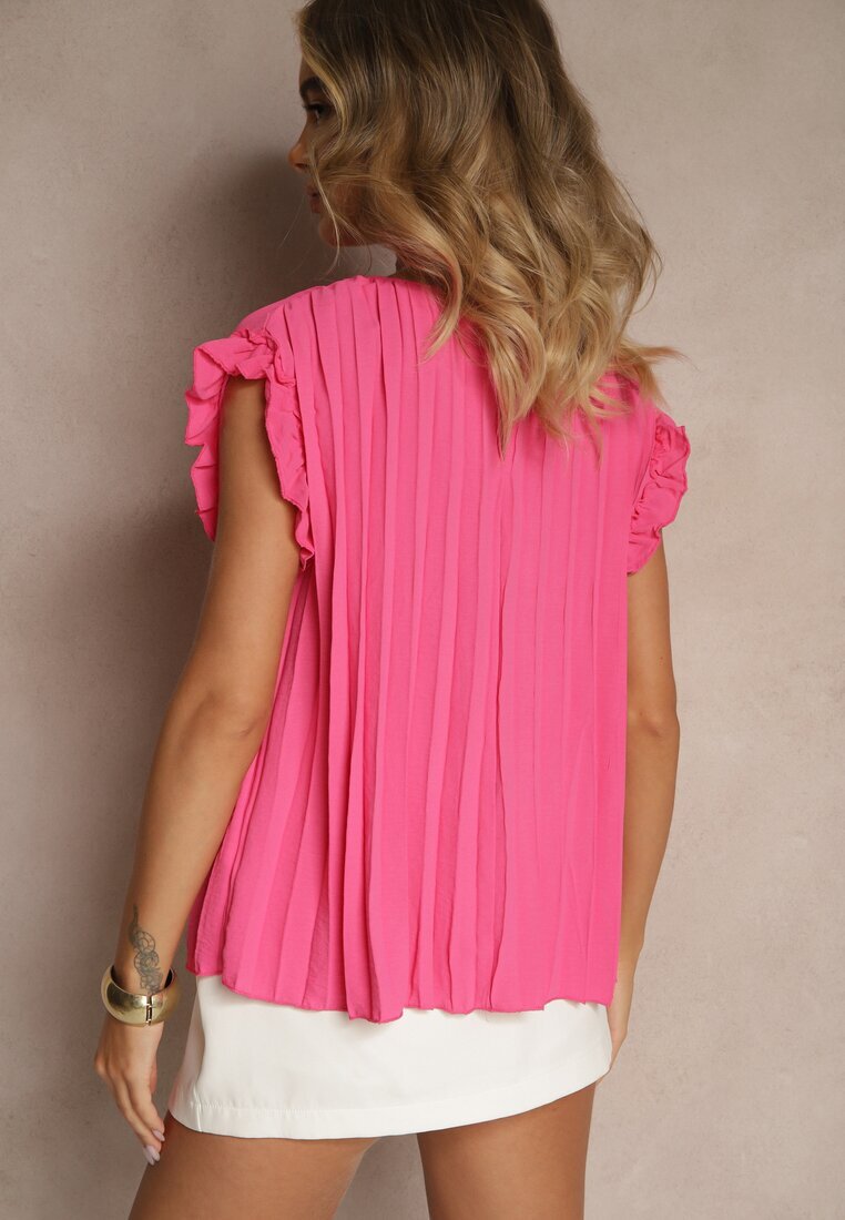 melya by melody Top cu mânecă scurtă plisat fucsia Meavina