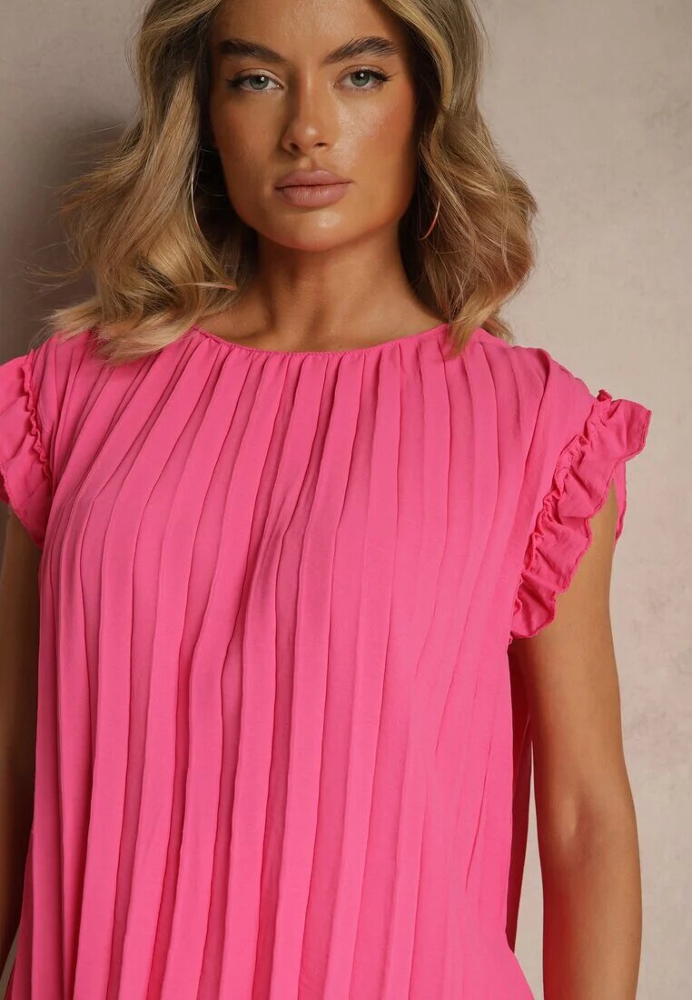 melya by melody Top cu mânecă scurtă plisat fucsia Meavina