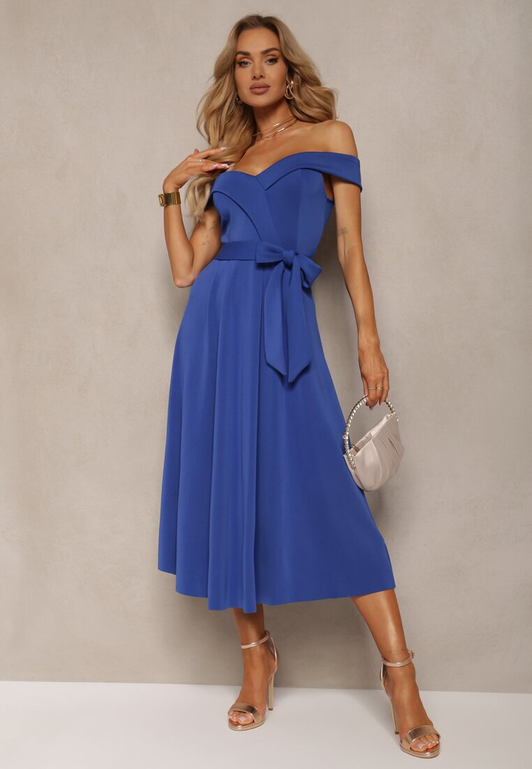 messaya Rochie Bleumarin de seară spaniolească cu cordon din material textil Yellia