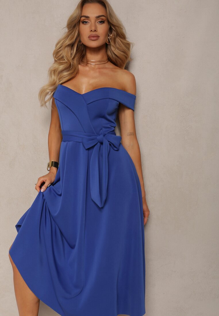 messaya Rochie Bleumarin de seară spaniolească cu cordon din material textil Yellia