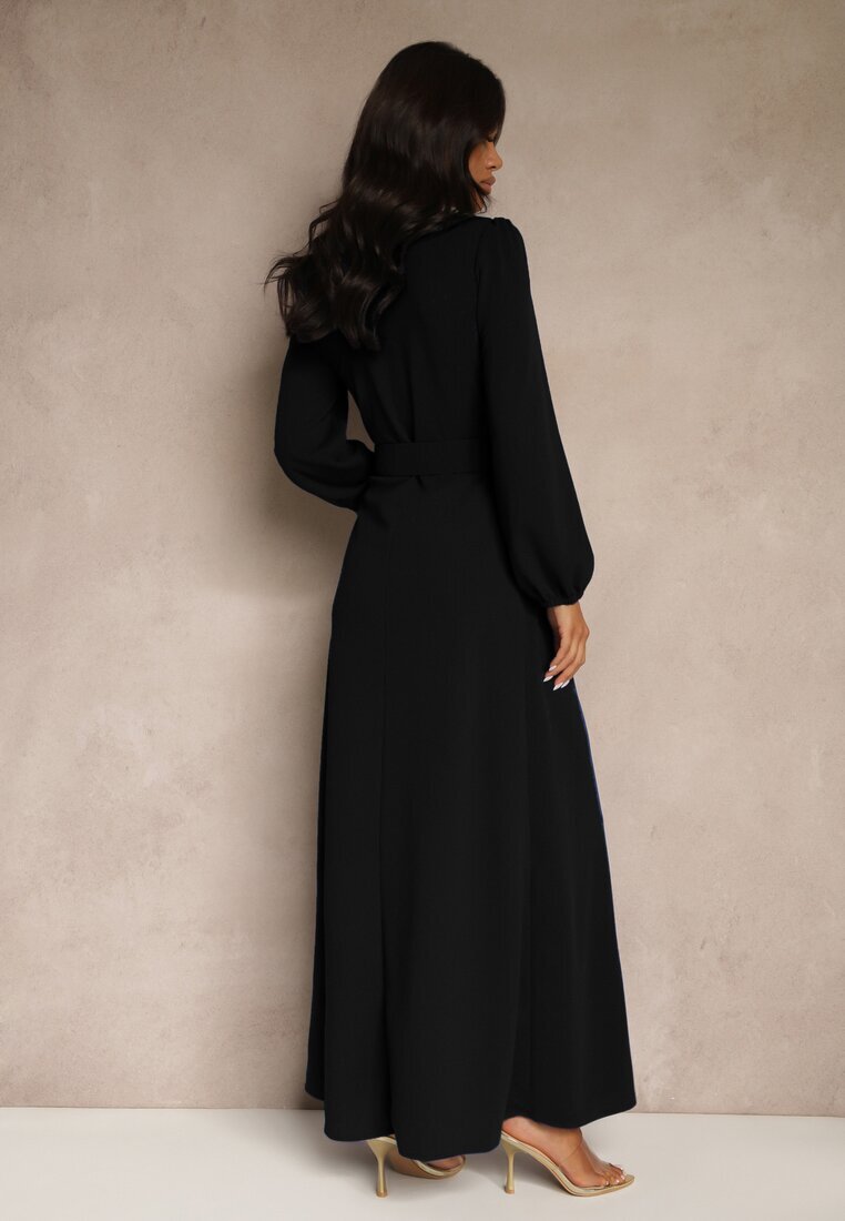 messaya Rochie de cocktail Neagră cu croială evazată și curea decorativă Feliera