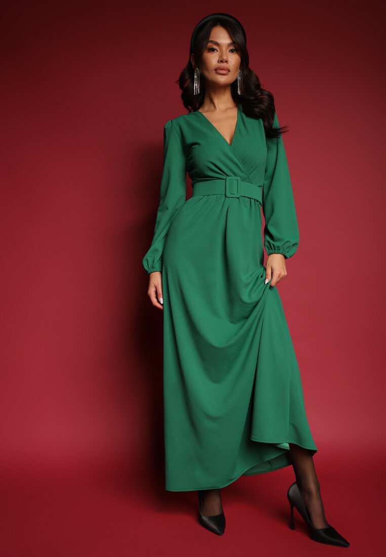 messaya Rochie Verde de Cocktail cu croi Cloș cu Curea Decorativă Feliera